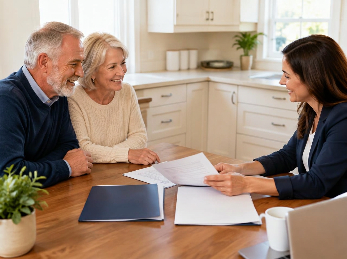 Agent helping a family review health plans